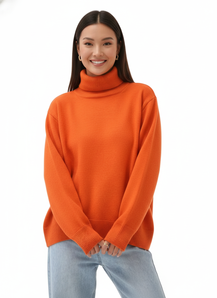 Elise Pull Col Roulé Oversize Femme Pull en Maille Douce et Chaude au Style Intemporel