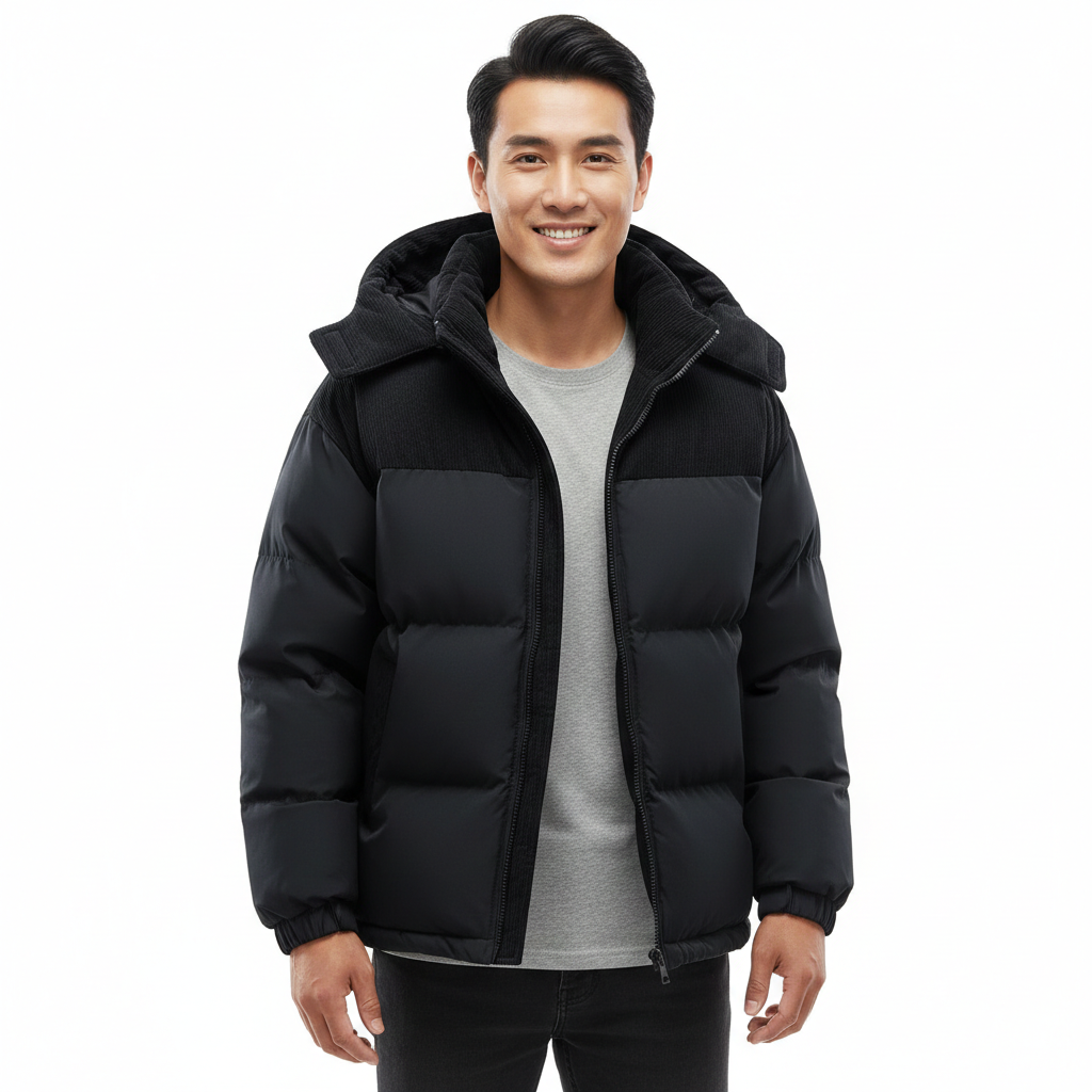 Erick Veste d’Hiver Homme à Capuche Doublure Matelassée, Coupe Regular & Coupe-Vent