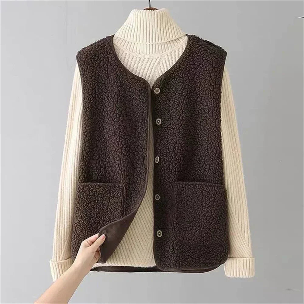 Kate Gilet Femme Sans Manches Sherpa Effet Laine de Mouton Chaud, Léger & Décontracté, vue 4