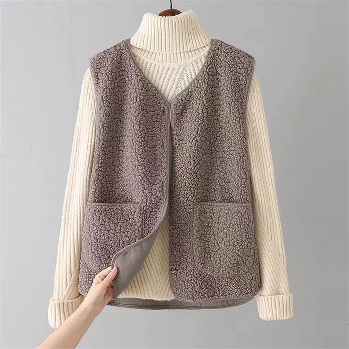 Kate Gilet Femme Sans Manches Sherpa Effet Laine de Mouton Chaud, Léger & Décontracté, vue 5