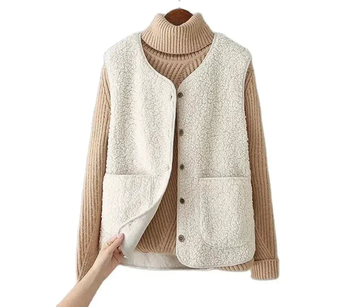 Kate Gilet Femme Sans Manches Sherpa Effet Laine de Mouton Chaud, Léger & Décontracté, vue 6