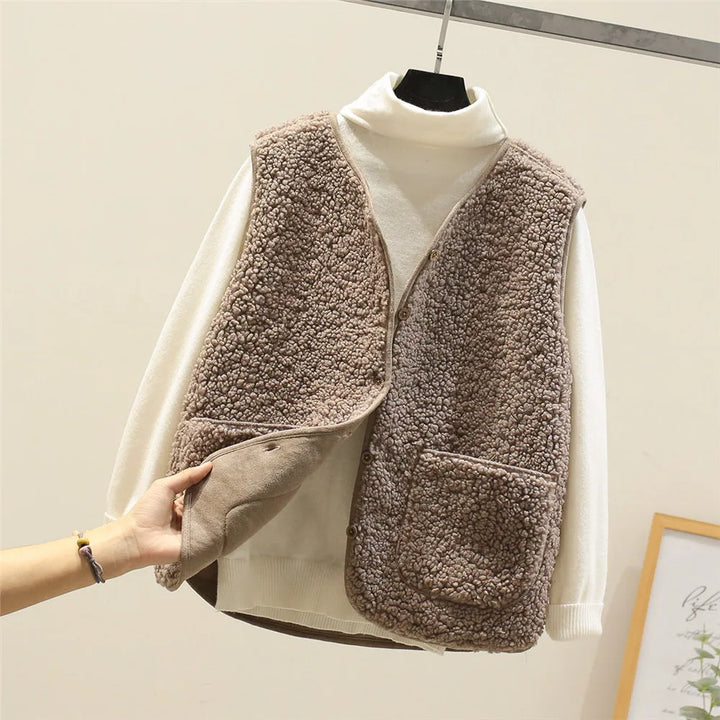 Kate Gilet Femme Sans Manches Sherpa Effet Laine de Mouton Chaud, Léger & Décontracté, vue 3