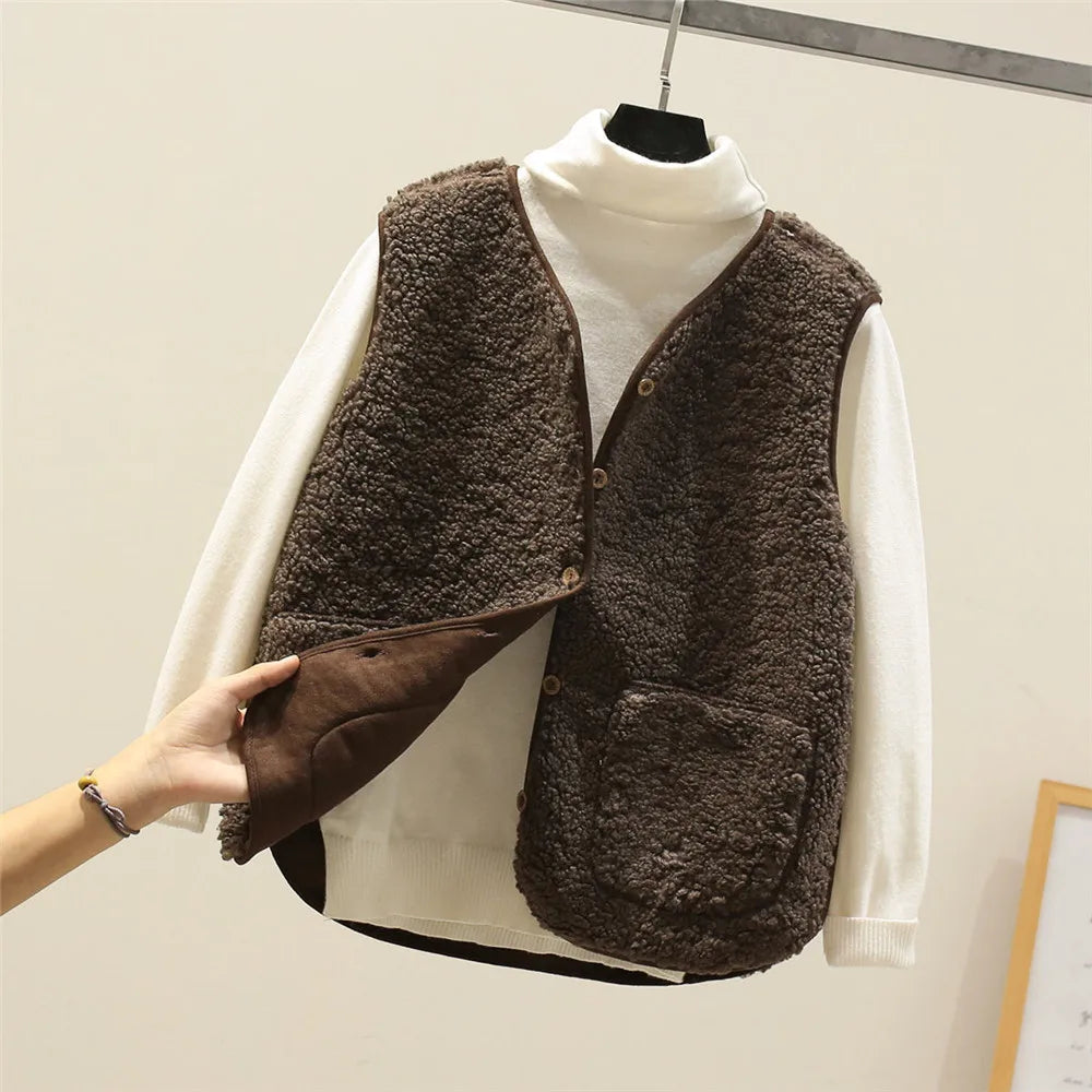 Kate Gilet Femme Sans Manches Sherpa Effet Laine de Mouton Chaud, Léger & Décontracté, vue 2
