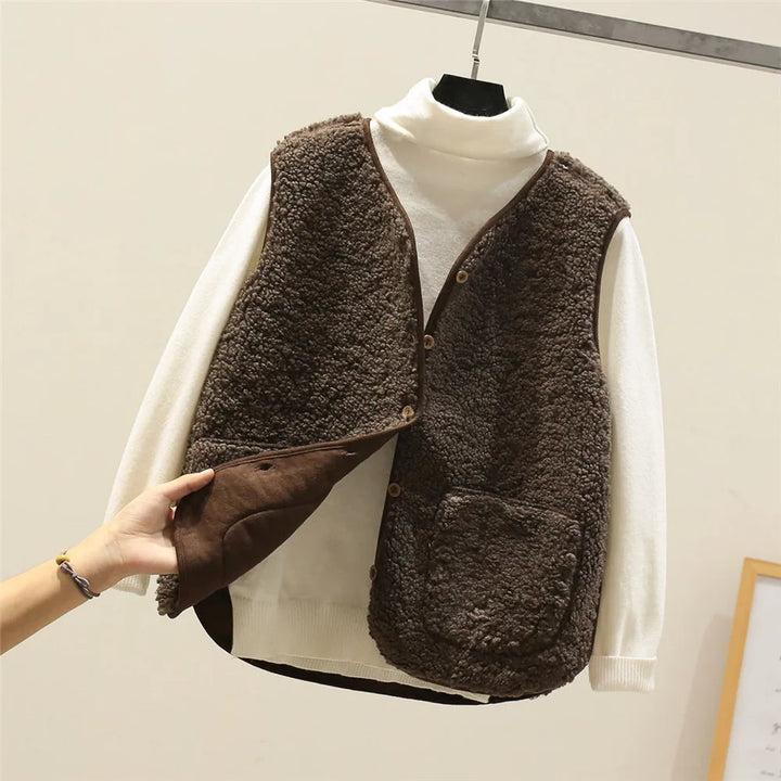 Kate Gilet Femme Sans Manches Sherpa Effet Laine de Mouton Chaud, Léger & Décontracté, vue 2