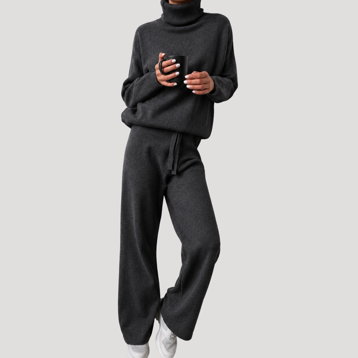 Hortense Ensemble Femme en Maille avec Haut Col Roulé