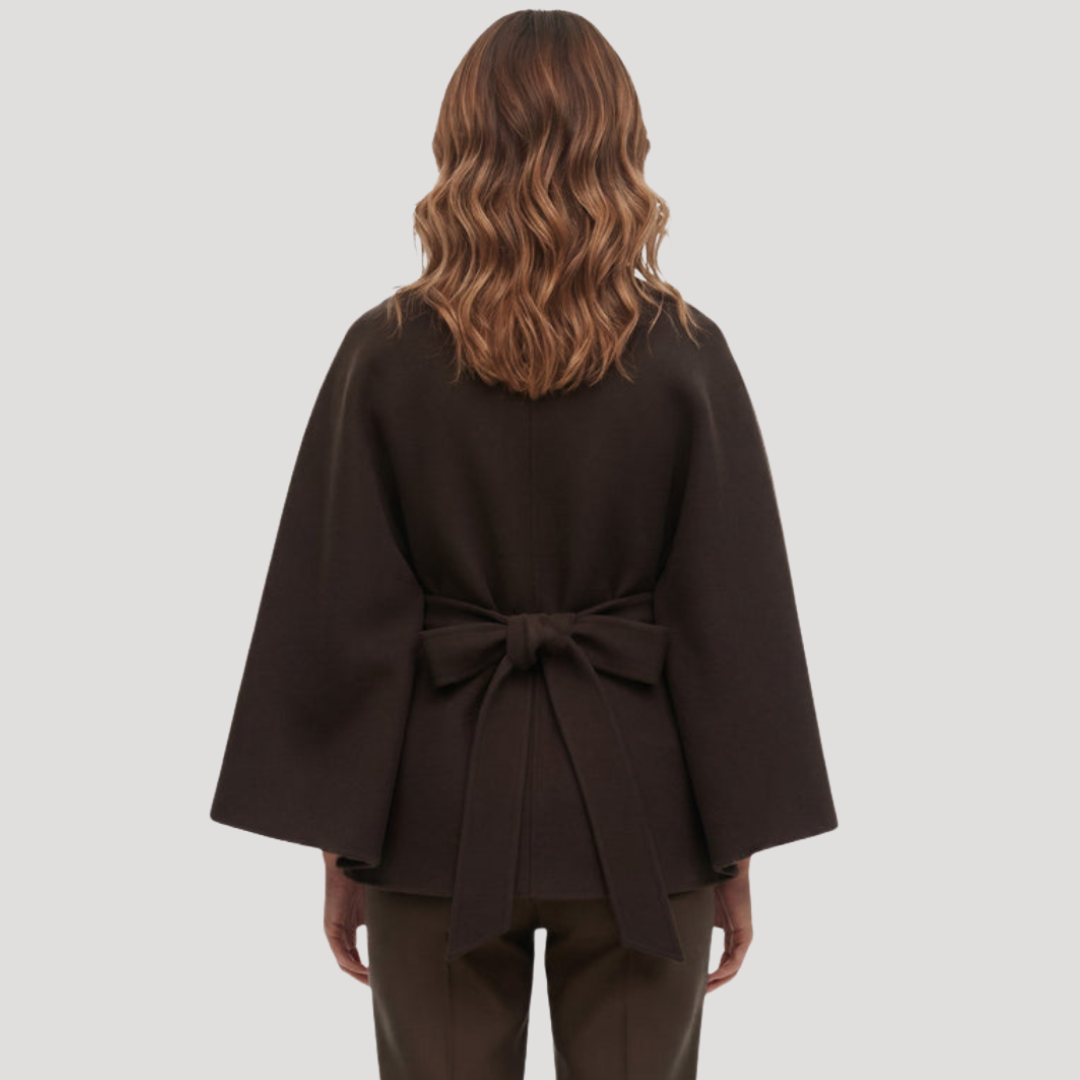Albane Manteau cape femme ceinturé à col montant