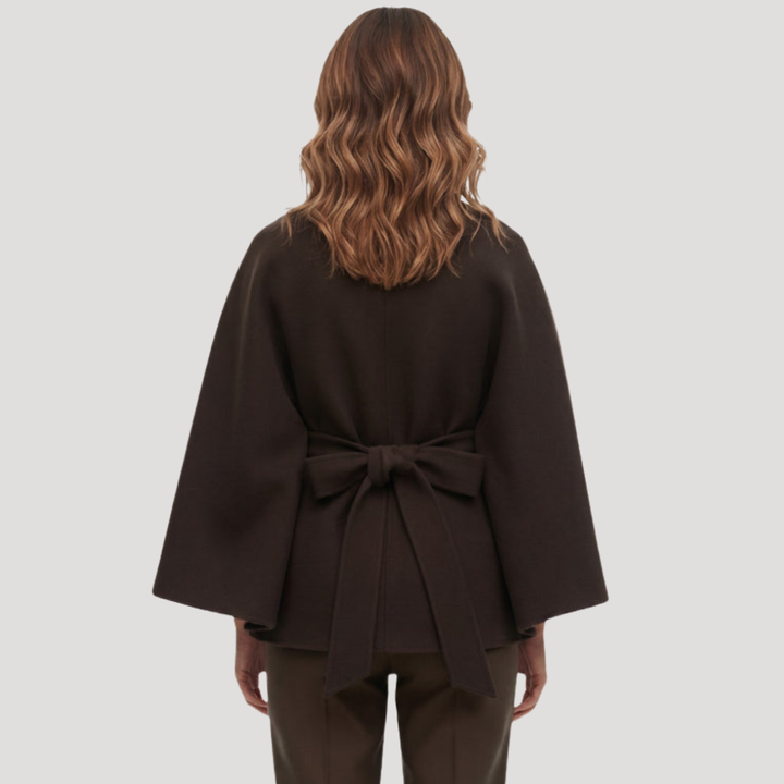 Albane Manteau cape femme ceinturé à col montant