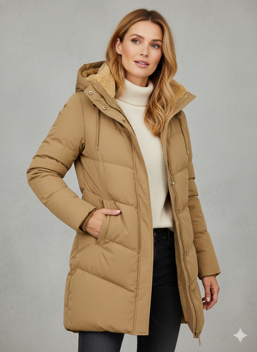 Alexandra Manteau Long à Capuche pour Femme Veste d’Hiver Élégante à Coupe Confortable, vue 3
