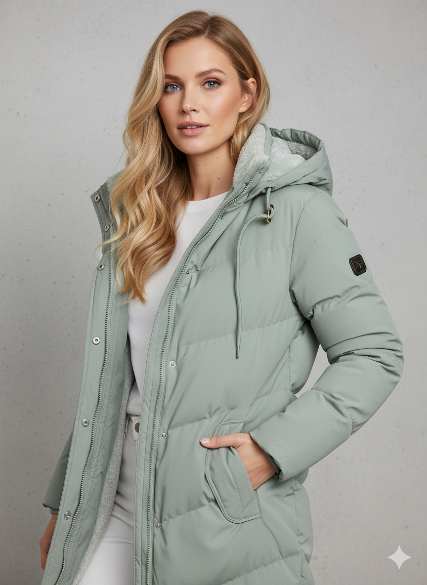 Alexandra Manteau Long à Capuche pour Femme Veste d’Hiver Élégante à Coupe Confortable, vue 2