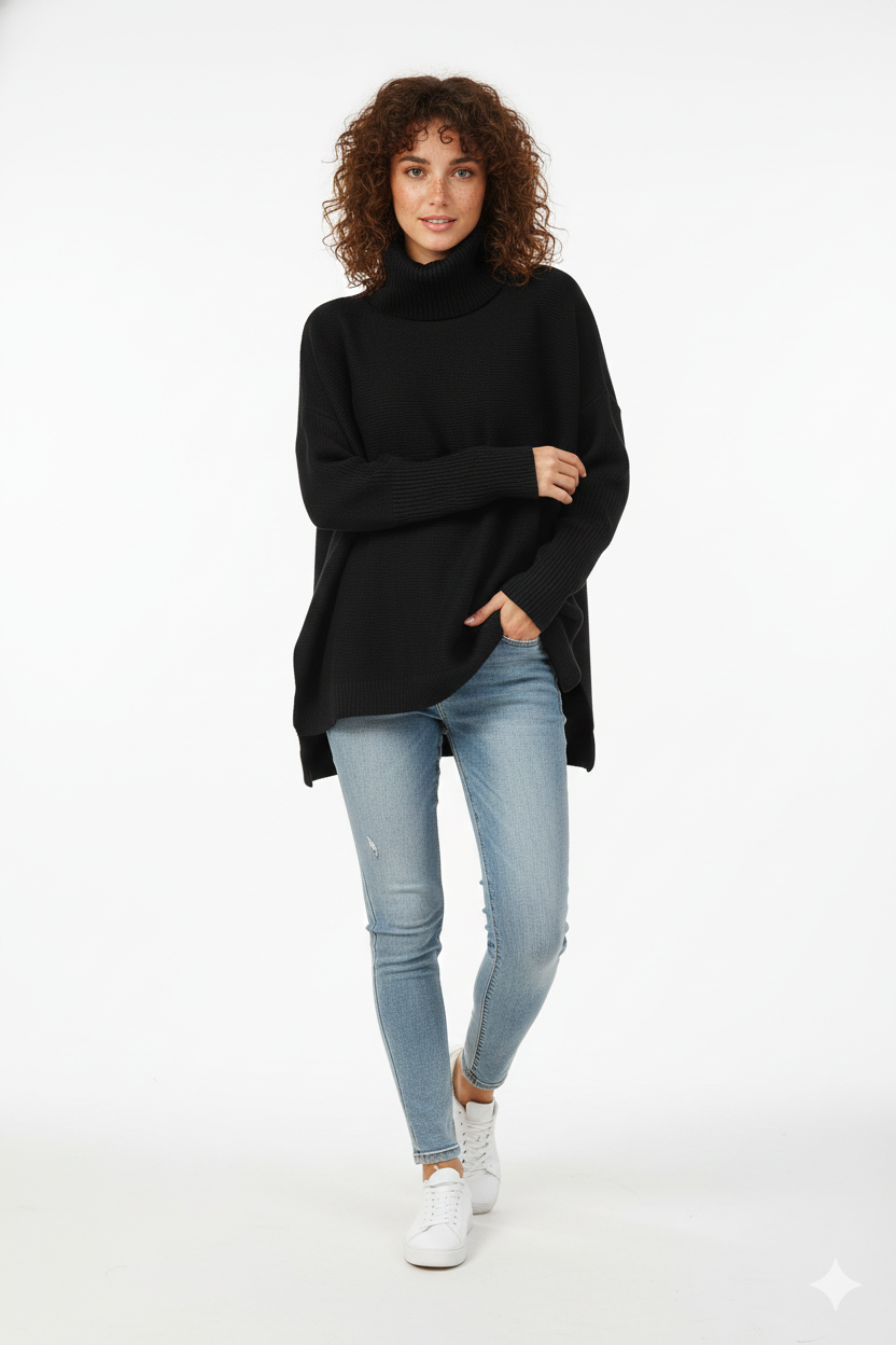 Gracie Pull Col Roulé Femme Maille Ultra-Douce Oversize avec Col Haut & Style Élégant, vue 5