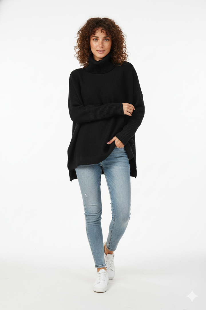 Gracie Pull Col Roulé Femme Maille Ultra-Douce Oversize avec Col Haut & Style Élégant, vue 5