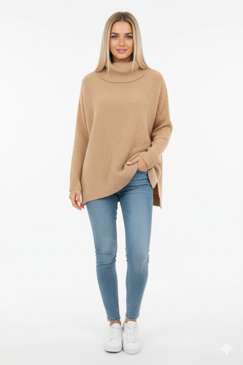 Gracie Pull Col Roulé Femme Maille Ultra-Douce Oversize avec Col Haut & Style Élégant, vue 7