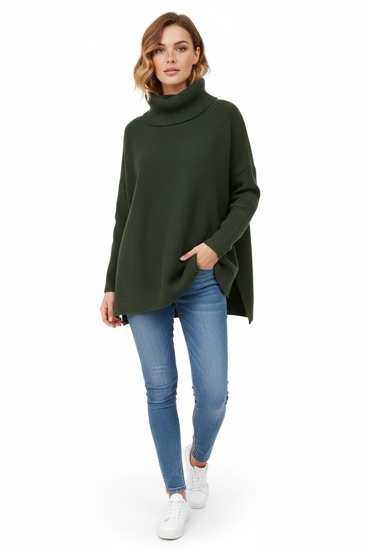Gracie Pull Col Roulé Femme Maille Ultra-Douce Oversize avec Col Haut & Style Élégant, vue 9