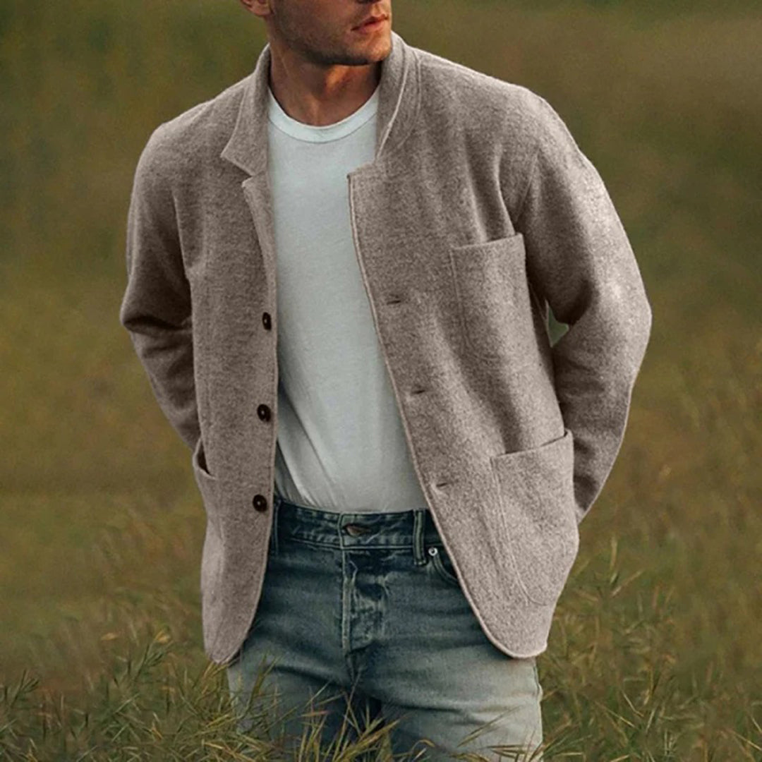 Dexter Veste Décontractée pour Homme Tissu texturé avec fermeture à boutons et poches avant
