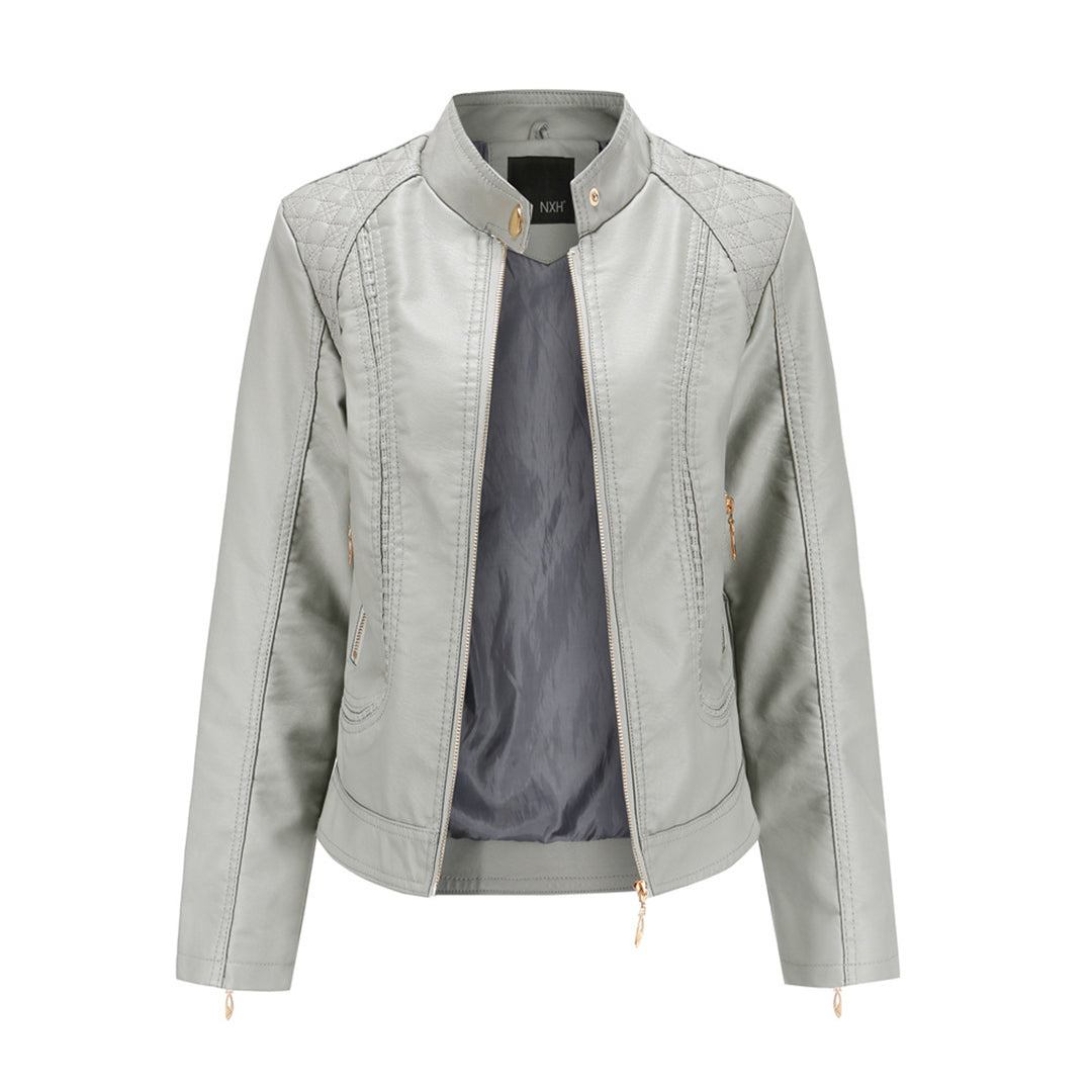 Janiyah Veste Femme en Cuir Col Montant Chic, Fermetures Éclair & Style Moderne Élégant, vue 5