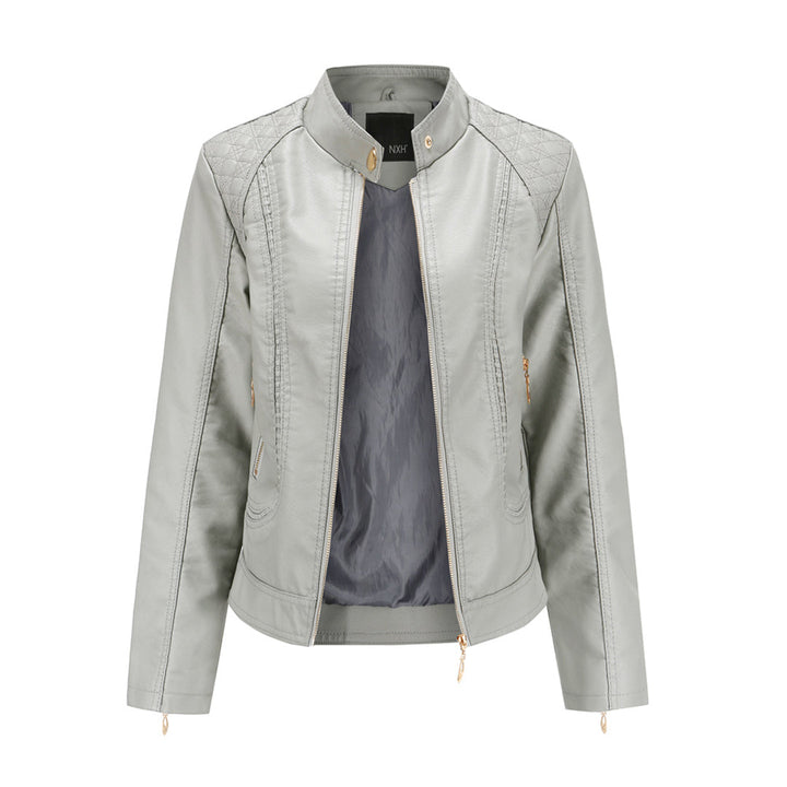 Janiyah Veste Femme en Cuir Col Montant Chic, Fermetures Éclair & Style Moderne Élégant, vue 5