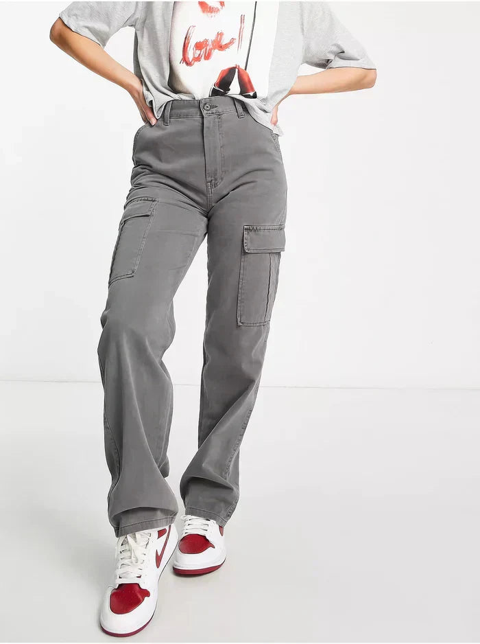 Paisley Pantalon Cargo Femme Pantalon Utilitaire Coupe Droite avec Multiples Poches pour Usage Quotidien & Activités Extérieures