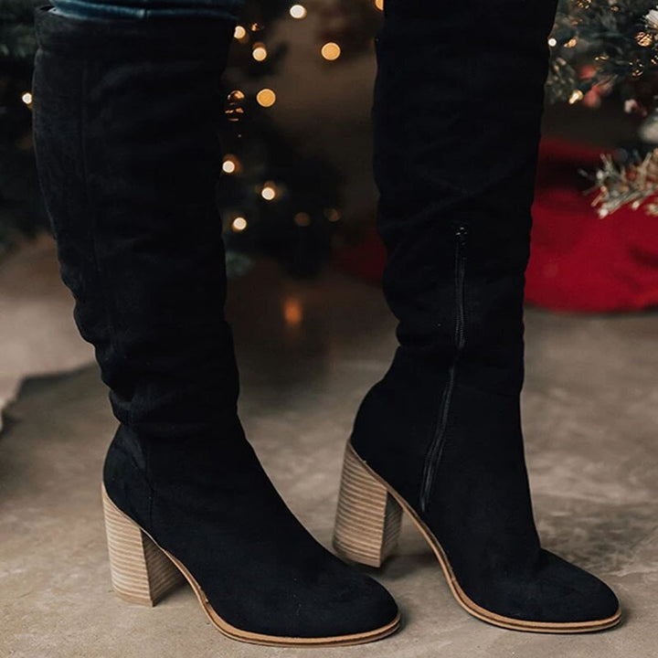 Zuri Bottes Hautes Suédées Femme Cuissardes Élégantes à Talon Bloc & Doublure Confort, vue 5