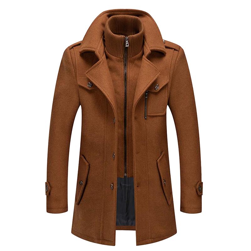 Daniel Manteau Long en Laine pour Homme Pardessus Élégant Boutonné avec Revers Tailleur, vue 5