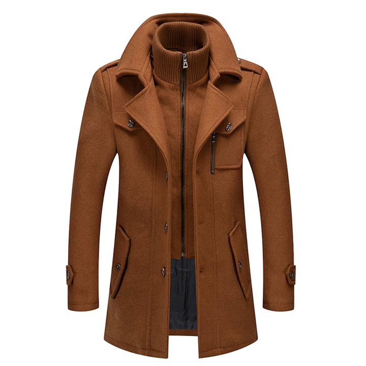 Daniel Manteau Long en Laine pour Homme Pardessus Élégant Boutonné avec Revers Tailleur, vue 5
