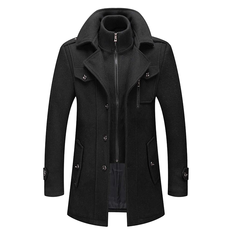 Daniel Manteau Long en Laine pour Homme Pardessus Élégant Boutonné avec Revers Tailleur, vue 6