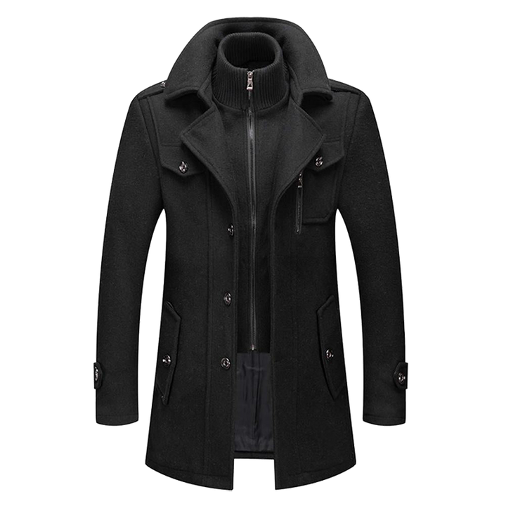 Daniel Manteau Long en Laine pour Homme Pardessus Élégant Boutonné avec Revers Tailleur, vue 6