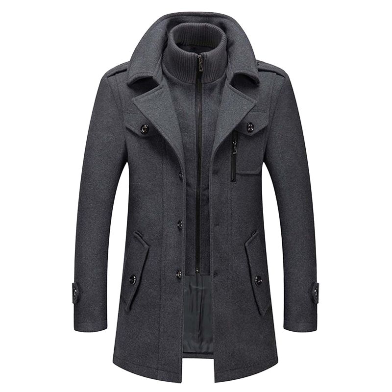 Daniel Manteau Long en Laine pour Homme Pardessus Élégant Boutonné avec Revers Tailleur, vue 3