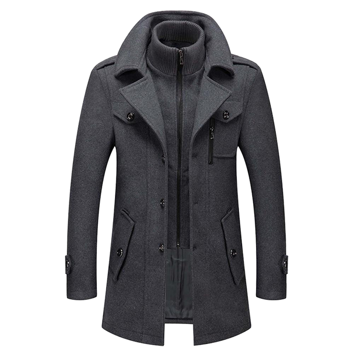 Daniel Manteau Long en Laine pour Homme Pardessus Élégant Boutonné avec Revers Tailleur, vue 3