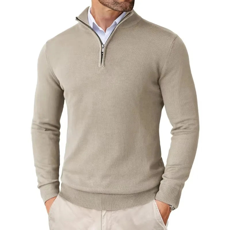 Zane Pull à Col Zippé Homme Maille Mélange Coton Douce avec Coupe Moderne & Confort Toutes Saisons, vue 4