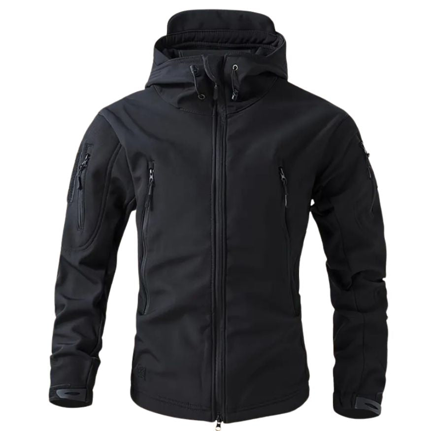 Lusian Veste Softshell Homme Manteau à Capuche Ajustable avec Fermeture Zippée et Poches, vue 2