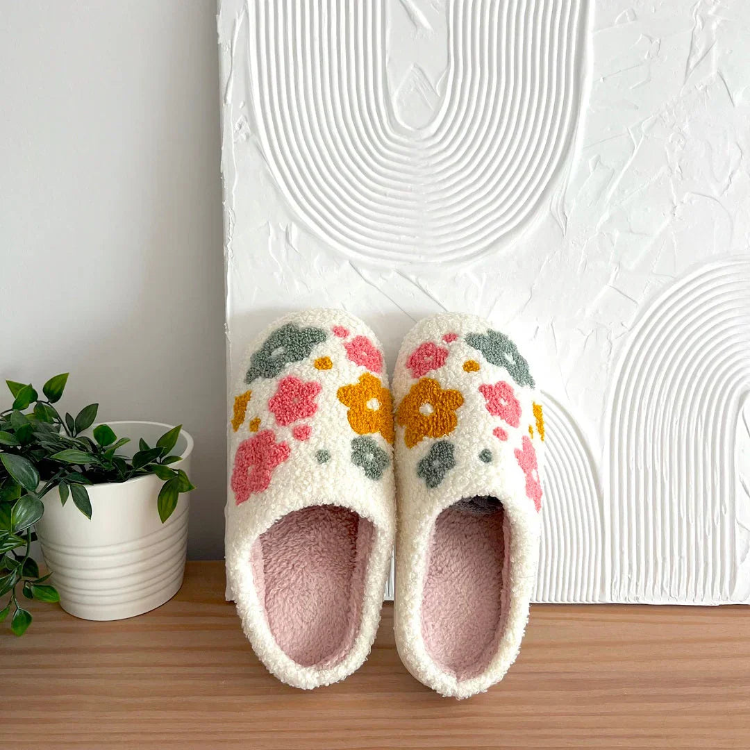 Valentina Chaussons Femme à Motif Floral Pantoufles Intérieures Douces et Chaudes pour un Confort d’Hiver Cocooning