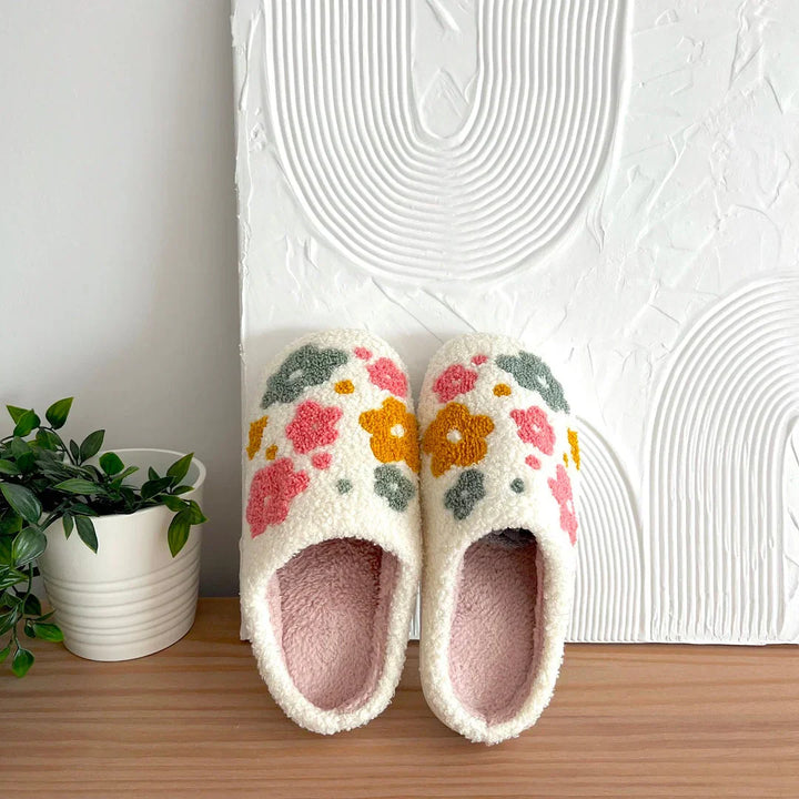 Valentina Chaussons Femme à Motif Floral Pantoufles Intérieures Douces et Chaudes pour un Confort d’Hiver Cocooning
