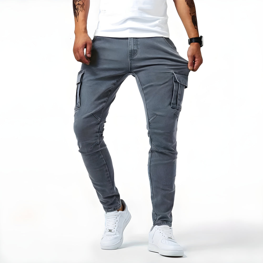 Francois Pantalon Homme Pantalon Cargo en Denim Élastique Confortable & Moderne, vue 2
