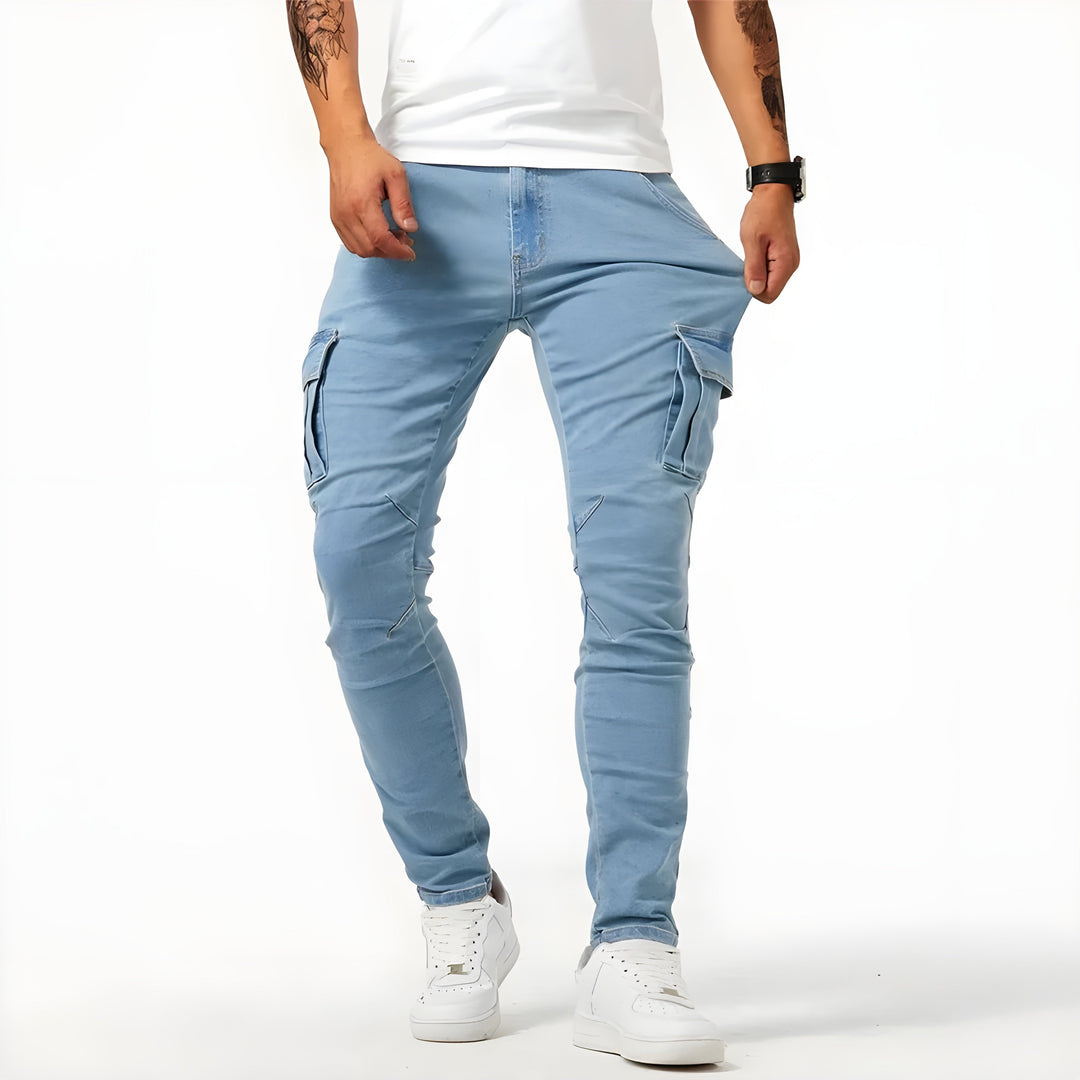 Francois Pantalon Homme Pantalon Cargo en Denim Élastique Confortable & Moderne, vue 7