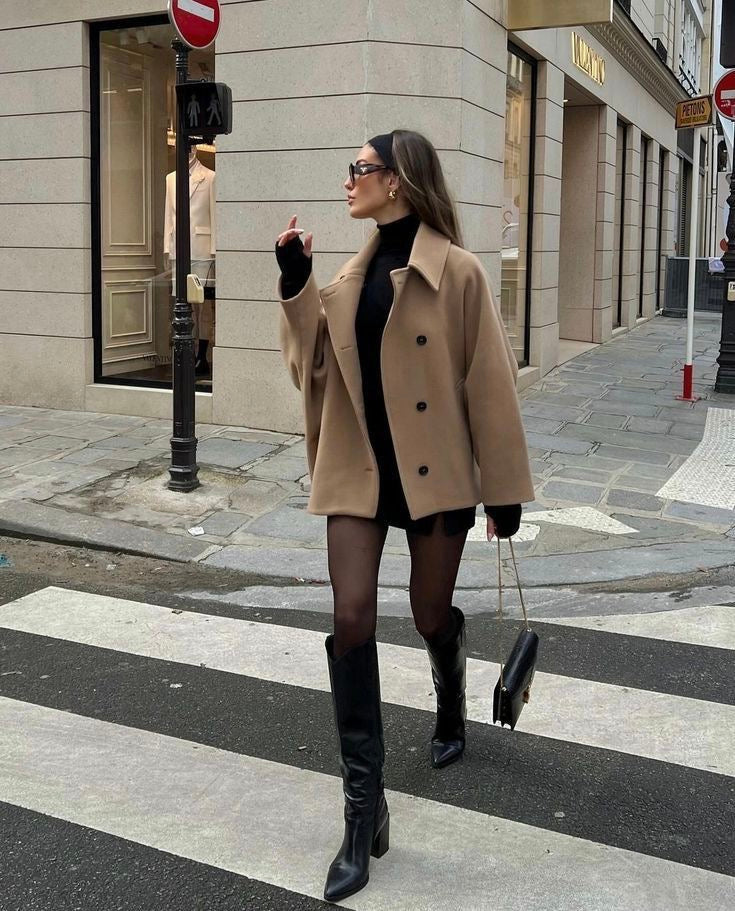 Amélie Femme Manteau Oversize Élégant Manteau en Laine Doux & Tendance pour Hiver, vue 2
