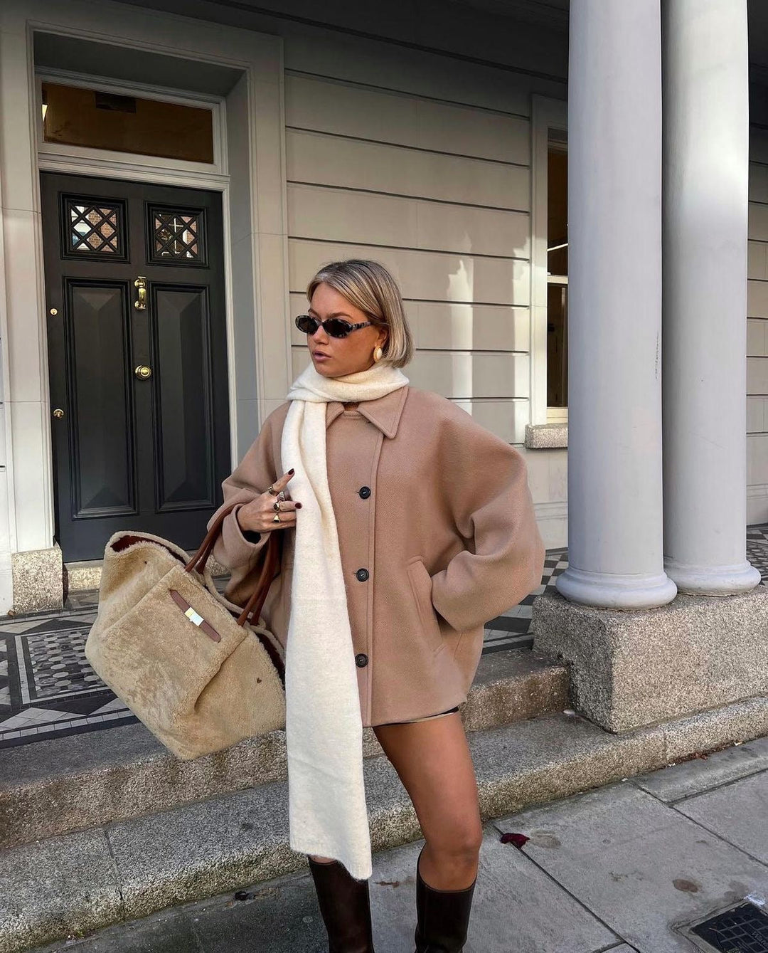 Amélie Femme Manteau Oversize Élégant Manteau en Laine Doux & Tendance pour Hiver, vue 9