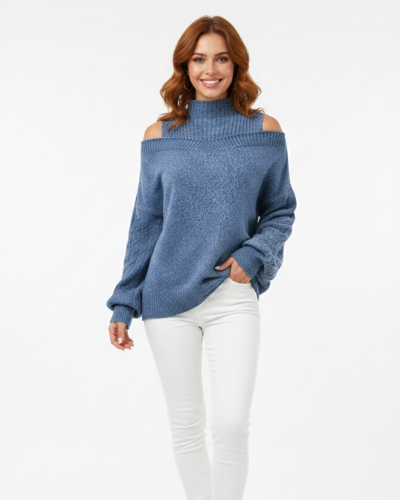 Isabel Pull Élégant Femme Off-Shoulder Raffiné, Maille Douce & Style Féminin