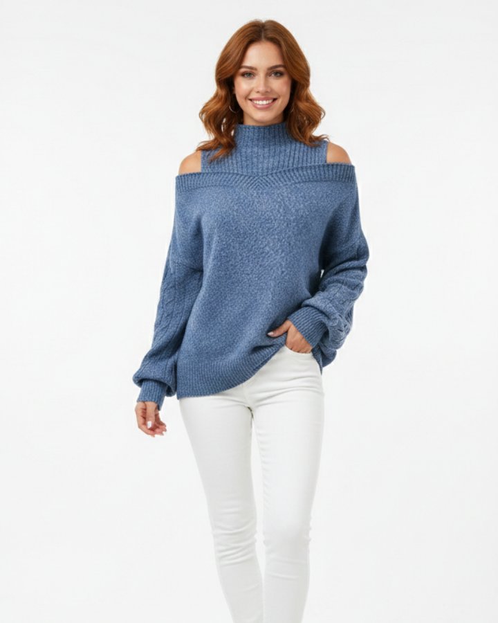 Isabel Pull Élégant Femme Off-Shoulder Raffiné, Maille Douce & Style Féminin