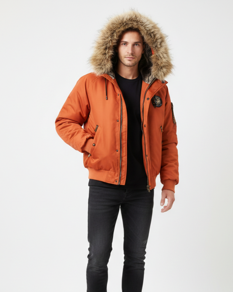 Ivan Bomber Matelassé Homme Capuche en Fausse Fourrure, Chaud & Style Urbain, vue 2