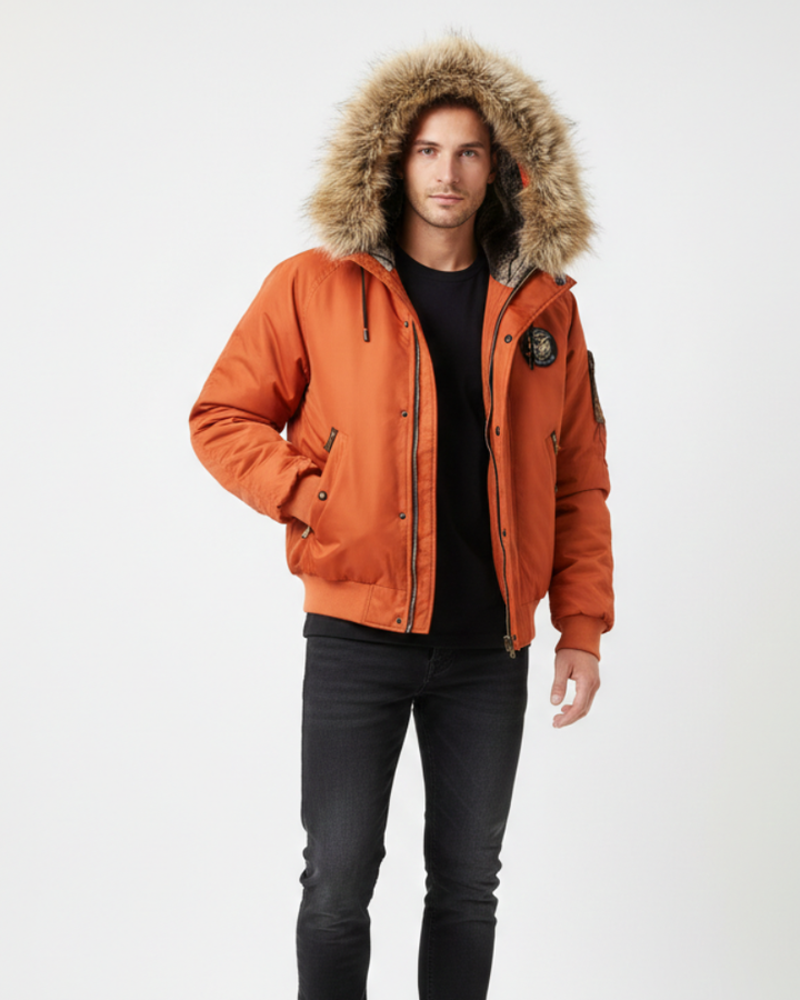 Ivan Bomber Matelassé Homme Capuche en Fausse Fourrure, Chaud & Style Urbain, vue 2