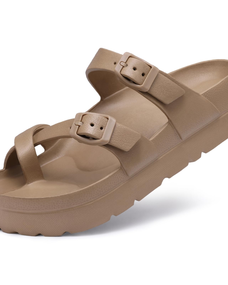 Inara Sandales Femme Slides Plateforme Confort avec Double Boucle & Soutien de Voûte, vue 5