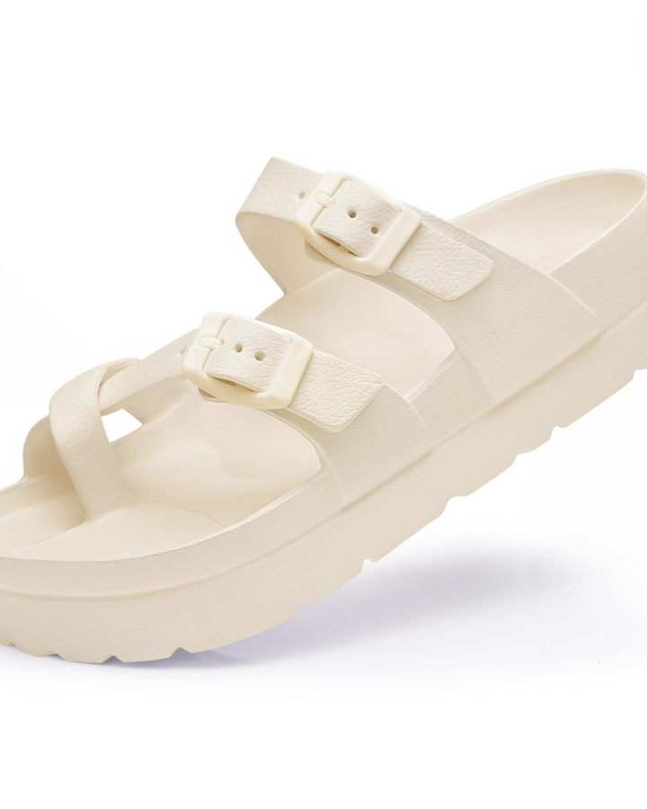 Inara Sandales Femme Slides Plateforme Confort avec Double Boucle & Soutien de Voûte, vue 8