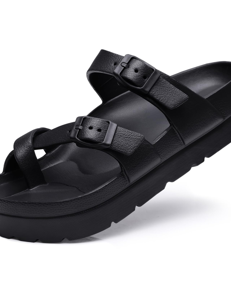Inara Sandales Femme Slides Plateforme Confort avec Double Boucle & Soutien de Voûte, vue 10