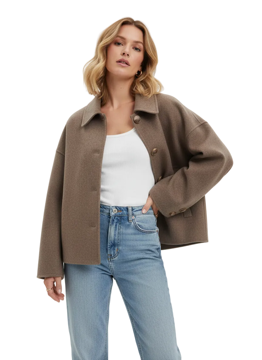 Hélène Manteau Oversize Femme en Laine Mélangée Coupe Structurée & Élégance Moderne