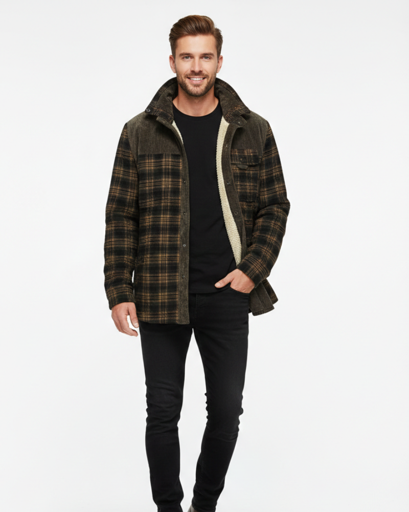 Arthuro Manteau d’Hiver Homme Veste à Carreaux Élégante avec Col Revers & Boutonnage Classique, vue 2