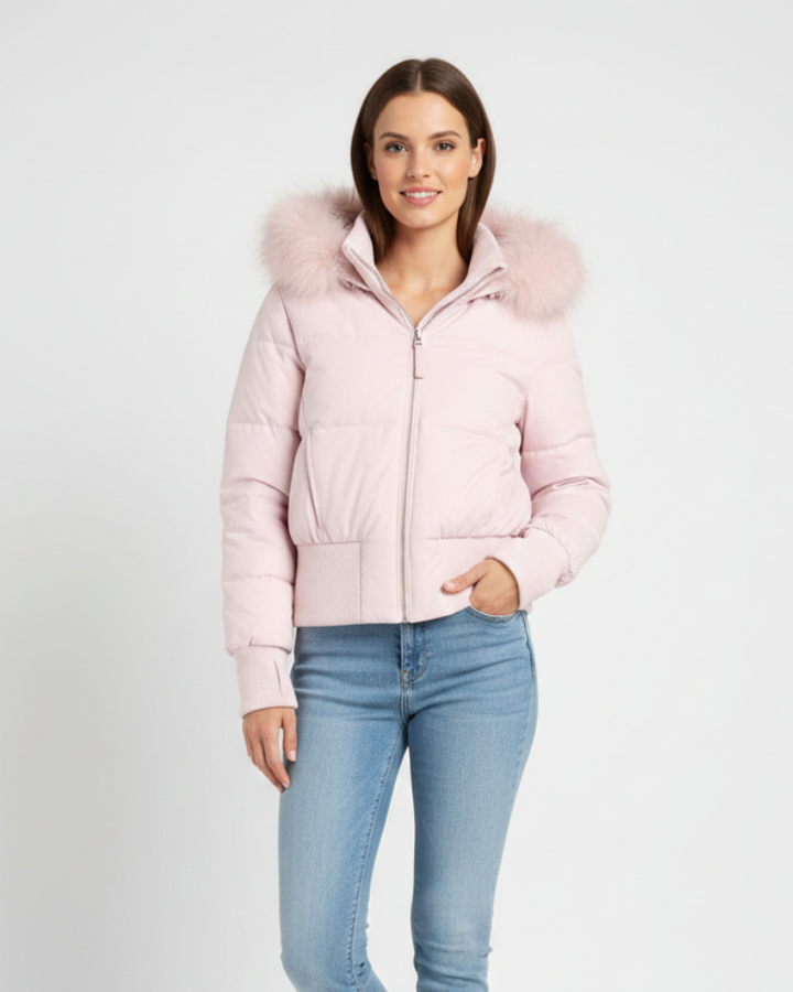 Gracie Manteau Matelassé Femme Veste Hiver Courte avec Capuche Amovible & Fausse Fourrure, vue 2