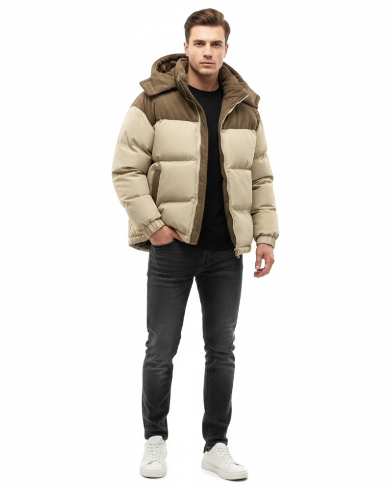 Johan Veste d’Hiver Homme à Capuche Matelassée Coupe Regular Coupe-Vent Automne & Hiver, vue 2
