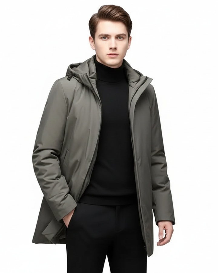 Jamiel Veste d’Hiver Homme Imperméable Manteau Coupe Regular avec Capuche Coupe-Vent