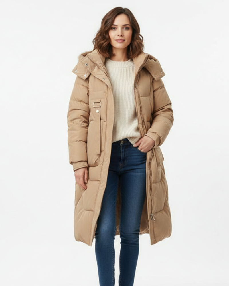 Diana Manteau Puffer Femme Long Coupe Oversize, Capuche Chaude & Style Hiver