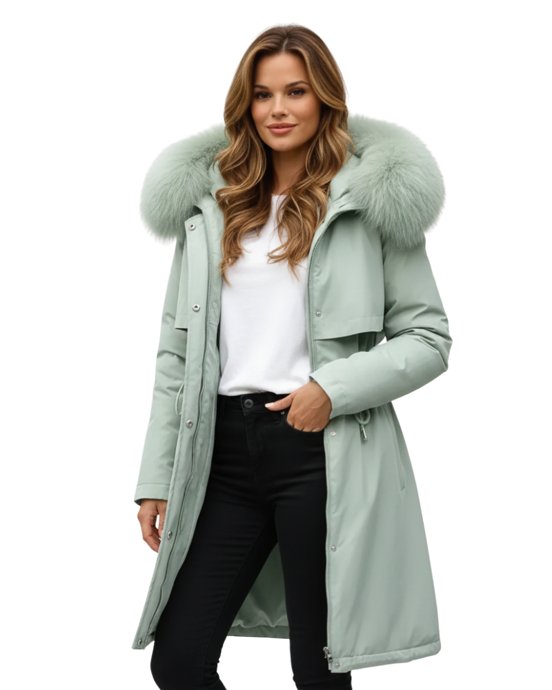 Alessia Vieri Manteau d’Hiver Femme avec Col en Fausse Fourrure Coupe Élégante & Doublure Chaude